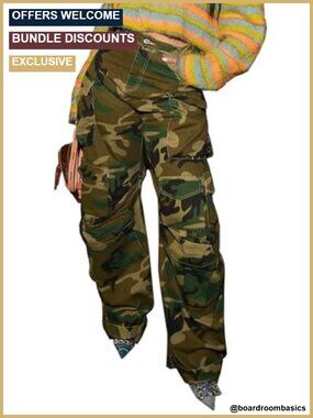 Women's High Waisted Baggy Cargo Jeans Straight Leg Stretchy Y2K Pants